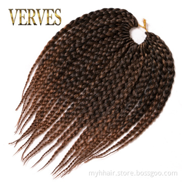 Short 14 Inch Box Braids Hair ombre Crochet Hair Extensions 22 roots/pack brown blond,black color synthetic Hair Afro for Women
